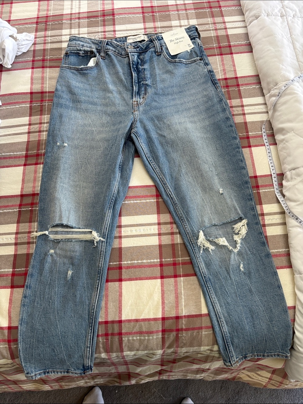 Abercrombie & Fitch Light Blue Relaxed Distressed Jeans
